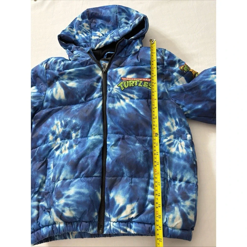 Teenage Mutant Ninja Turtles Blue Tie Dye Kids Hooded Coat Size 10/12 TMNT Outsi